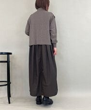 ZMECE02180 al'aise modulation(アレーズモジュレーション) 【セットアイテム】サイドリボンニットベスト×切り替えフレアワンピース ブラウン