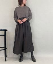 ZMECE02180 al'aise modulation(アレーズモジュレーション) 【セットアイテム】サイドリボンニットベスト×切り替えフレアワンピース ブラウン