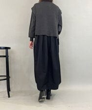 ZMECE02180 al'aise modulation(アレーズモジュレーション) 【セットアイテム】サイドリボンニットベスト×切り替えフレアワンピース ダークグレー