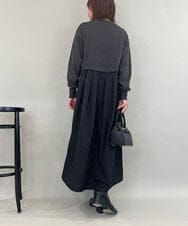 ZMECE02180 al'aise modulation(アレーズモジュレーション) 【セットアイテム】サイドリボンニットベスト×切り替えフレアワンピース ダークグレー
