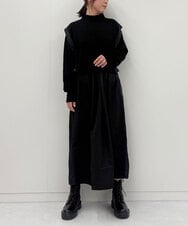 ZMECE02180 al'aise modulation(アレーズモジュレーション) 【セットアイテム】サイドリボンニットベスト×切り替えフレアワンピース ブラック