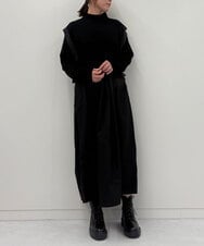 ZMECE02180 al'aise modulation(アレーズモジュレーション) 【セットアイテム】サイドリボンニットベスト×切り替えフレアワンピース ブラック