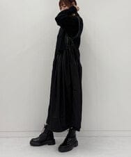 ZMECE02180 al'aise modulation(アレーズモジュレーション) 【セットアイテム】サイドリボンニットベスト×切り替えフレアワンピース ブラック