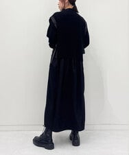 ZMECE02180 al'aise modulation(アレーズモジュレーション) 【セットアイテム】サイドリボンニットベスト×切り替えフレアワンピース ブラック