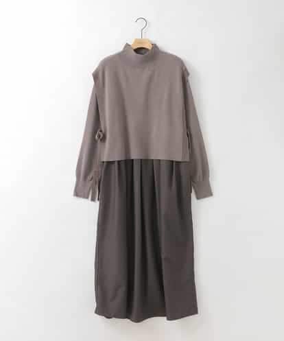 ZMECE02180 al'aise modulation 【セットアイテム】サイドリボンニットベスト×切り替えフレアワンピース