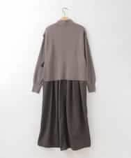 ZMECE02180 al'aise modulation(アレーズモジュレーション) 【セットアイテム】サイドリボンニットベスト×切り替えフレアワンピース ブラウン