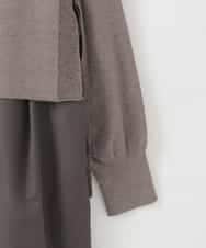 ZMECE02180 al'aise modulation(アレーズモジュレーション) 【セットアイテム】サイドリボンニットベスト×切り替えフレアワンピース ブラウン