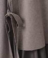 ZMECE02180 al'aise modulation(アレーズモジュレーション) 【セットアイテム】サイドリボンニットベスト×切り替えフレアワンピース ブラウン