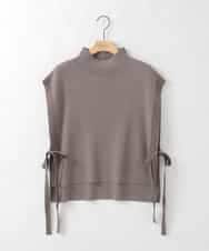 ZMECE02180 al'aise modulation(アレーズモジュレーション) 【セットアイテム】サイドリボンニットベスト×切り替えフレアワンピース ブラウン