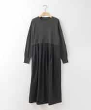 ZMECE02180 al'aise modulation(アレーズモジュレーション) 【セットアイテム】サイドリボンニットベスト×切り替えフレアワンピース ブラウン