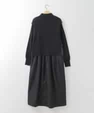 ZMECE02180 al'aise modulation(アレーズモジュレーション) 【セットアイテム】サイドリボンニットベスト×切り替えフレアワンピース ブラック