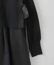 ZMECE02180 al'aise modulation(アレーズモジュレーション) 【セットアイテム】サイドリボンニットベスト×切り替えフレアワンピース ブラック