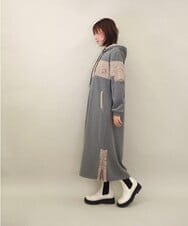 ZMECE03168 al'aise modulation(アレーズモジュレーション) 異素材ジョイント起毛ジャージーワンピース グレー