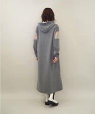 ZMECE03168 al'aise modulation(アレーズモジュレーション) 異素材ジョイント起毛ジャージーワンピース グレー