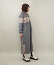 ZMECE03168 al'aise modulation(アレーズモジュレーション) 異素材ジョイント起毛ジャージーワンピース グレー