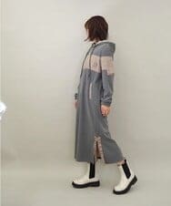 ZMECE03168 al'aise modulation(アレーズモジュレーション) 異素材ジョイント起毛ジャージーワンピース グレー