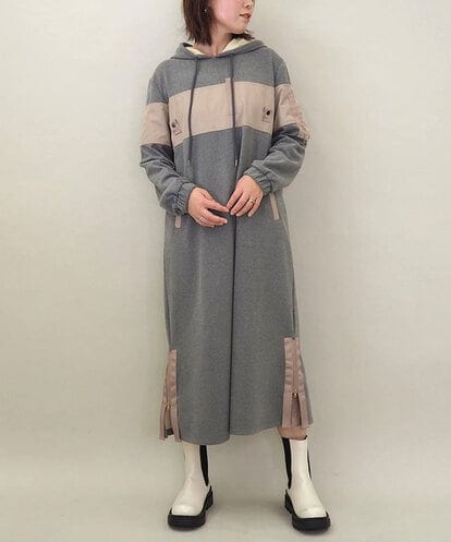 ZMECE03168 al'aise modulation 異素材ジョイント起毛ジャージーワンピース