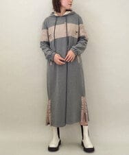 ZMECE03168 al'aise modulation(アレーズモジュレーション) 異素材ジョイント起毛ジャージーワンピース グレー