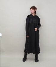 ZMECE03168 al'aise modulation(アレーズモジュレーション) 異素材ジョイント起毛ジャージーワンピース ブラック