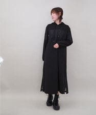 ZMECE03168 al'aise modulation(アレーズモジュレーション) 異素材ジョイント起毛ジャージーワンピース ブラック