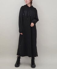 ZMECE03168 al'aise modulation(アレーズモジュレーション) 異素材ジョイント起毛ジャージーワンピース ブラック