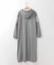 ZMECE03168 al'aise modulation(アレーズモジュレーション) 異素材ジョイント起毛ジャージーワンピース グレー