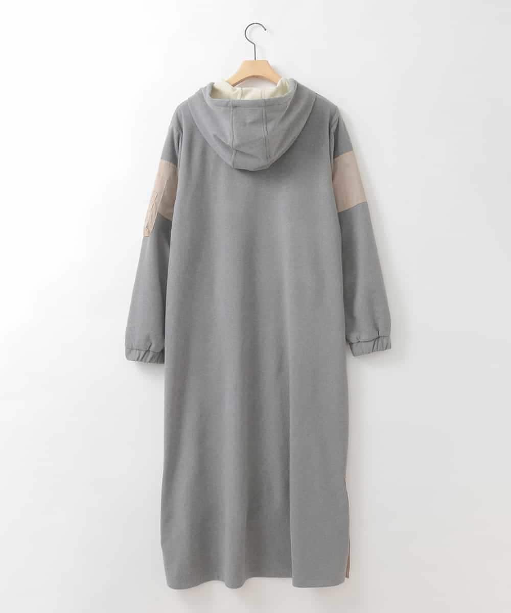 ZMECE03168 al'aise modulation(アレーズモジュレーション) 異素材ジョイント起毛ジャージーワンピース グレー