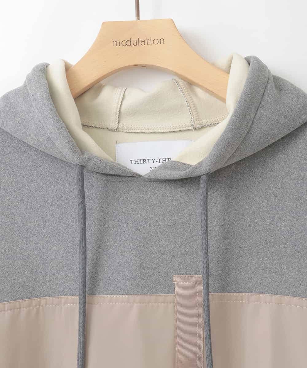 ZMECE03168 al'aise modulation(アレーズモジュレーション) 異素材ジョイント起毛ジャージーワンピース グレー