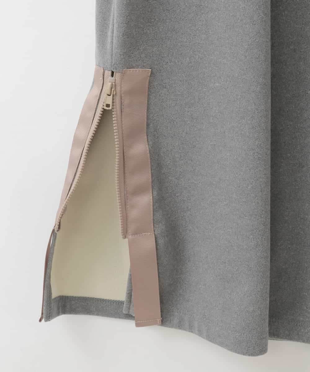 ZMECE03168 al'aise modulation(アレーズモジュレーション) 異素材ジョイント起毛ジャージーワンピース グレー