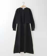 ZMECE04190 al'aise modulation(アレーズモジュレーション) 【洗える】セットアップ風ニットワンピース ブラック