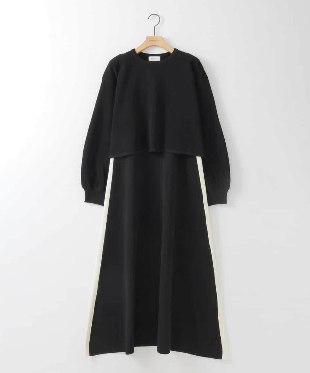 ZMECE04190 al'aise modulation(アレーズモジュレーション) 【洗える】セットアップ風ニットワンピース ブラック