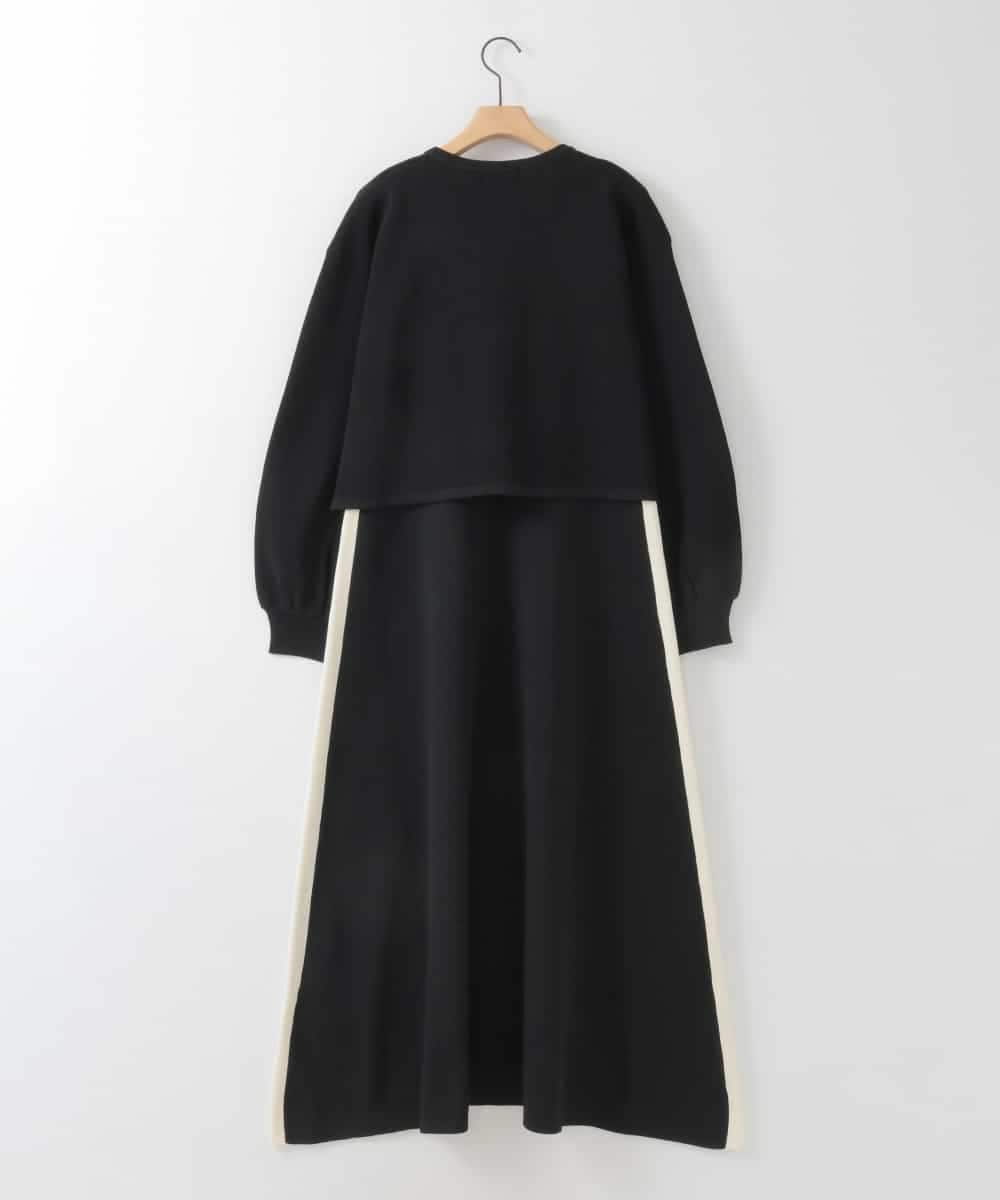 ZMECE04190 al'aise modulation(アレーズモジュレーション) 【洗える】セットアップ風ニットワンピース ブラック