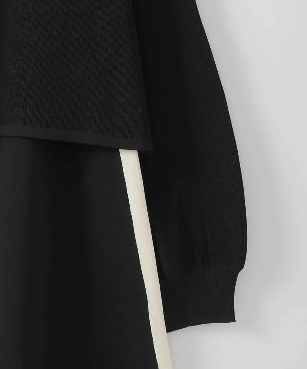 ZMECE04190 al'aise modulation(アレーズモジュレーション) 【洗える】セットアップ風ニットワンピース ブラック