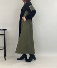 ZMECE08200 al'aise modulation(アレーズモジュレーション) 【洗える】異素材MIXニットワンピース カーキ