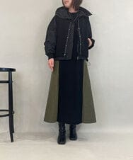 ZMECE08200 al'aise modulation(アレーズモジュレーション) 【洗える】異素材MIXニットワンピース カーキ