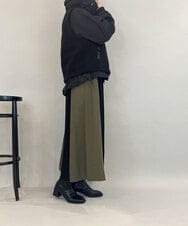 ZMECE08200 al'aise modulation(アレーズモジュレーション) 【洗える】異素材MIXニットワンピース カーキ