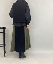 ZMECE08200 al'aise modulation(アレーズモジュレーション) 【洗える】異素材MIXニットワンピース カーキ