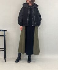 ZMECE08200 al'aise modulation(アレーズモジュレーション) 【洗える】異素材MIXニットワンピース カーキ