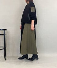 ZMECE08200 al'aise modulation(アレーズモジュレーション) 【洗える】異素材MIXニットワンピース カーキ