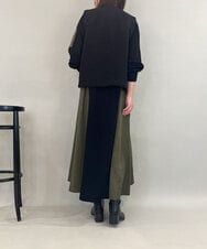 ZMECE08200 al'aise modulation(アレーズモジュレーション) 【洗える】異素材MIXニットワンピース カーキ