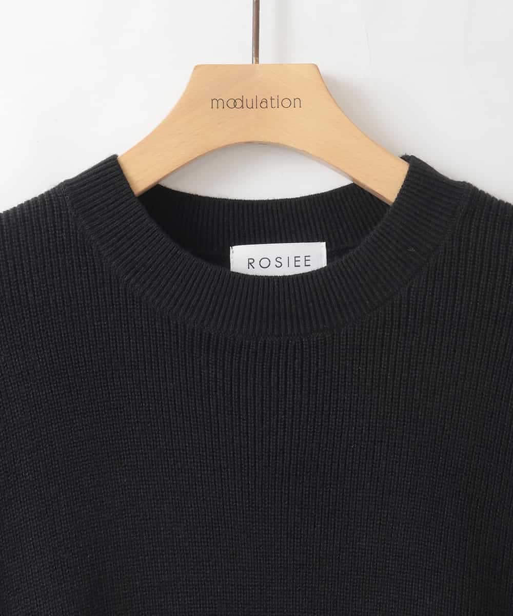 ZMECE08200 al'aise modulation(アレーズモジュレーション) 【洗える】異素材MIXニットワンピース カーキ