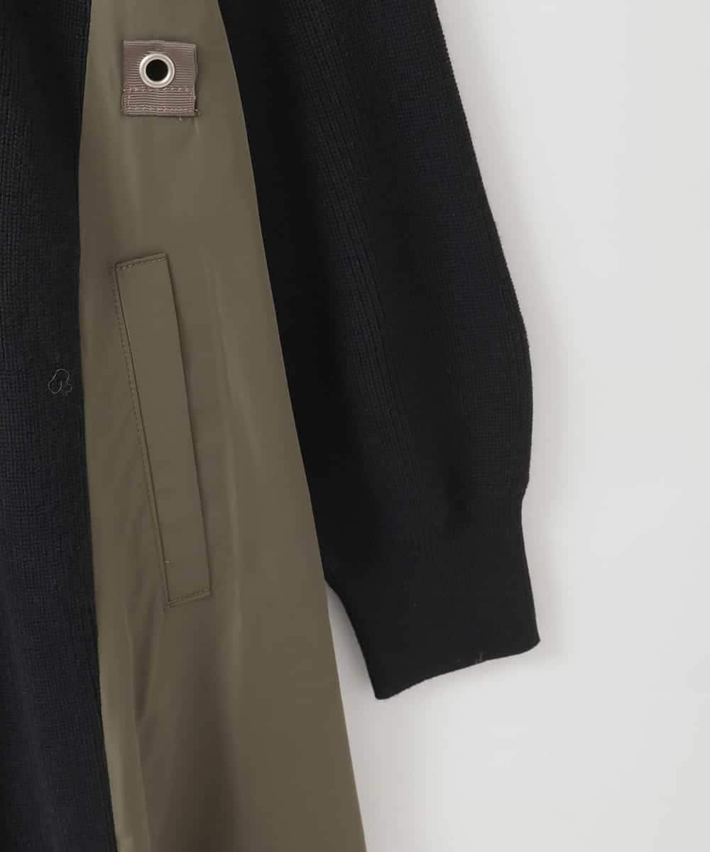 ZMECE08200 al'aise modulation(アレーズモジュレーション) 【洗える】異素材MIXニットワンピース カーキ