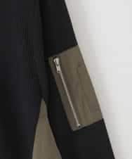 ZMECE08200 al'aise modulation(アレーズモジュレーション) 【洗える】異素材MIXニットワンピース カーキ