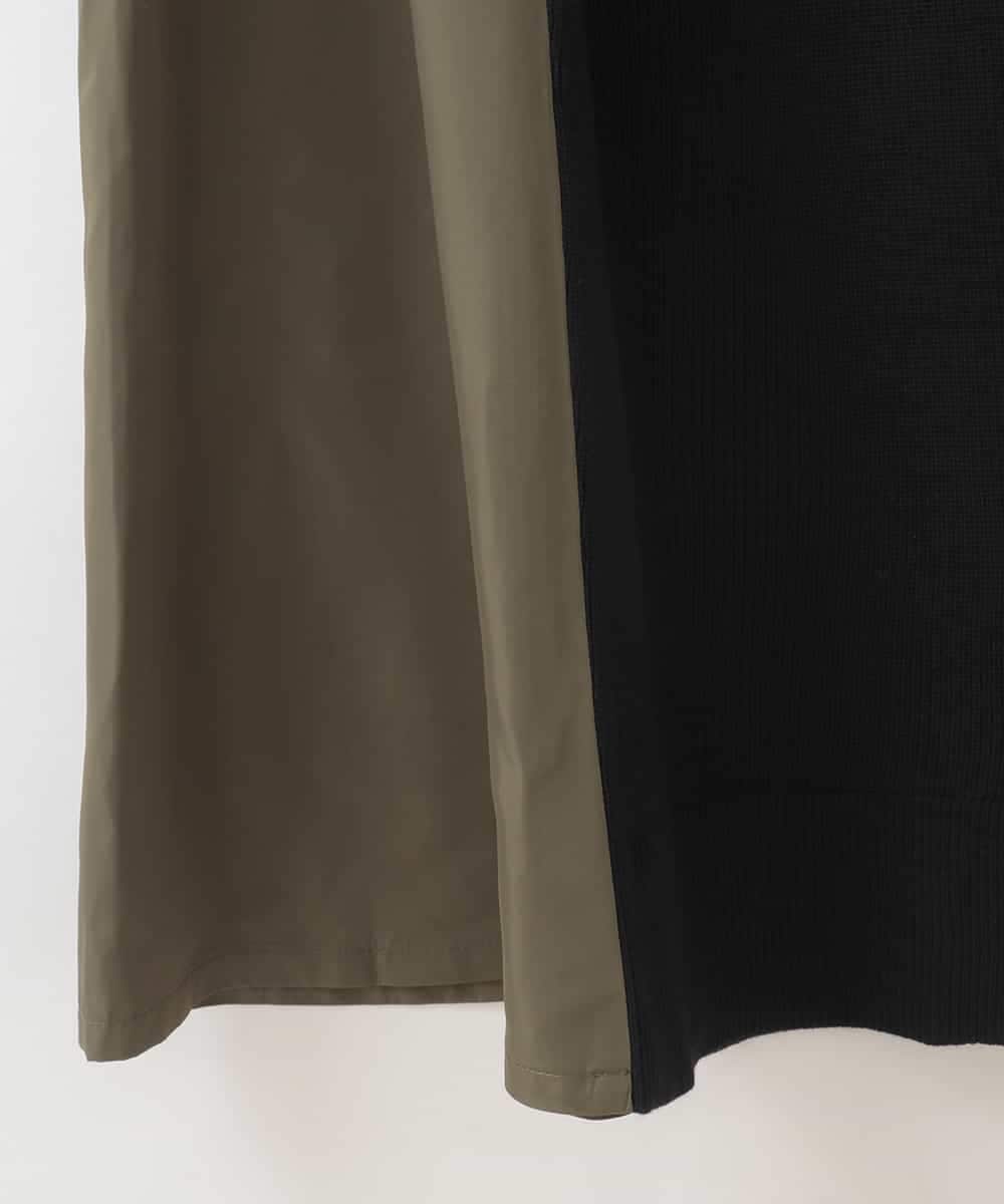 ZMECE08200 al'aise modulation(アレーズモジュレーション) 【洗える】異素材MIXニットワンピース カーキ