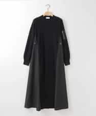 ZMECE08200 al'aise modulation(アレーズモジュレーション) 【洗える】異素材MIXニットワンピース ブラック