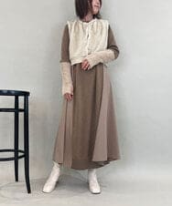 ZMECE38180 al'aise modulation(アレーズモジュレーション) 異素材切り替えニットワンピース ベージュ