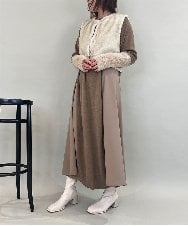 ZMECE38180 al'aise modulation(アレーズモジュレーション) 異素材切り替えニットワンピース ベージュ