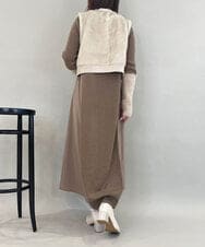 ZMECE38180 al'aise modulation(アレーズモジュレーション) 異素材切り替えニットワンピース ベージュ