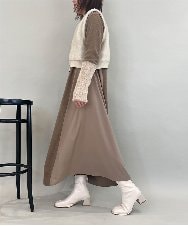 ZMECE38180 al'aise modulation(アレーズモジュレーション) 異素材切り替えニットワンピース ベージュ