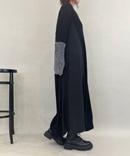 ZMECE38180 al'aise modulation(アレーズモジュレーション) 異素材切り替えニットワンピース ブラック